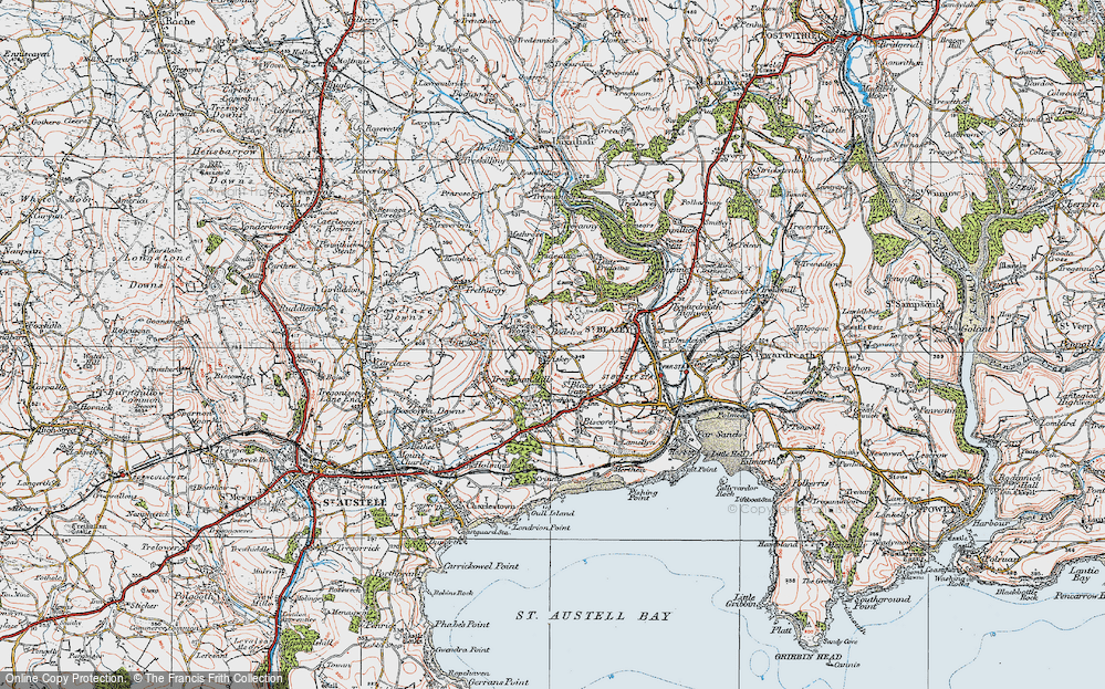Old Map of Bodelva, 1919 in 1919