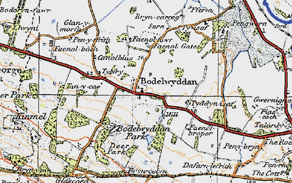 Old map of Bodelwyddan in 1922