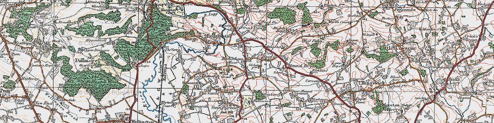 Old map of Bodenham Moor in 1920