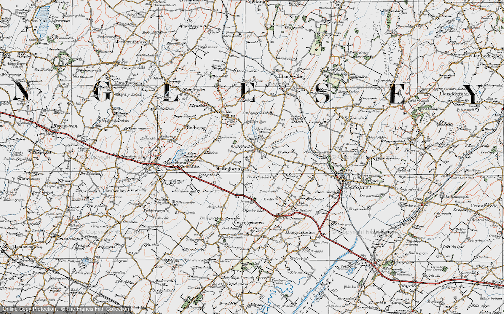 Old Map of Historic Map covering Bodewran in 1922