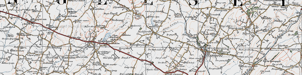 Old map of Bodewran in 1922