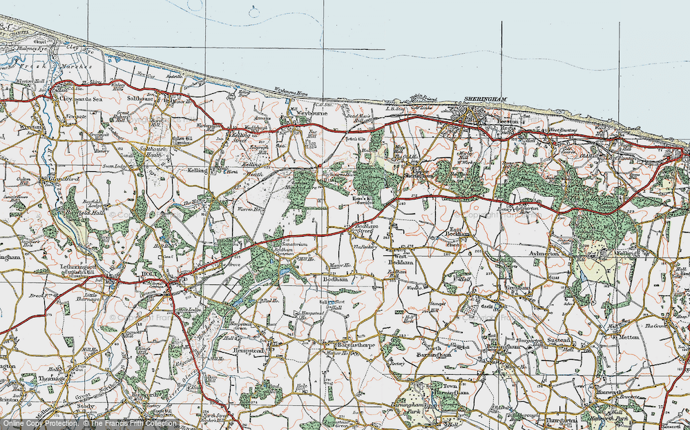 Old Map of Bodham, 1922 in 1922