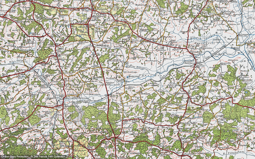 Old Map of Historic Map covering Bodiam Br in 1921
