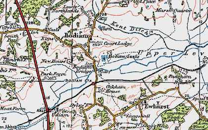 Old map of Bodiam in 1921