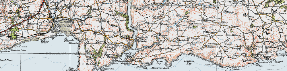Old map of Bodinnick in 1919