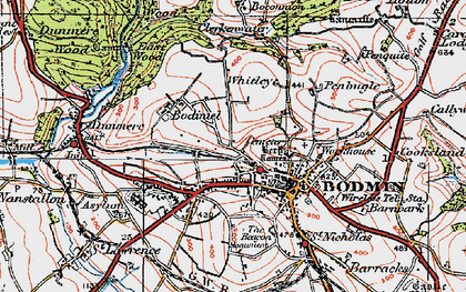Old map of Bodmin in 1919