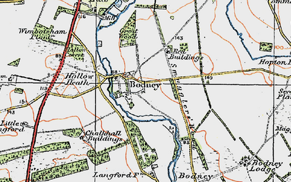 Old map of Bodney in 1921