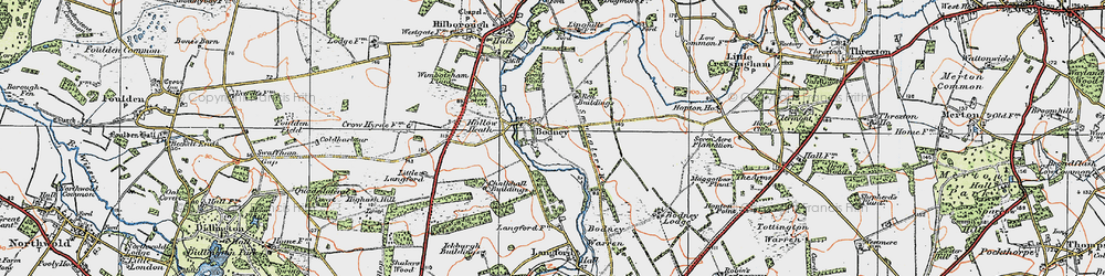 Old map of Bodney Warren in 1921