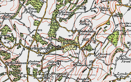 Old map of Bodsham in 1920