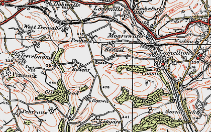 Old map of Boduel in 1919