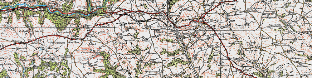 Old map of Boduel in 1919