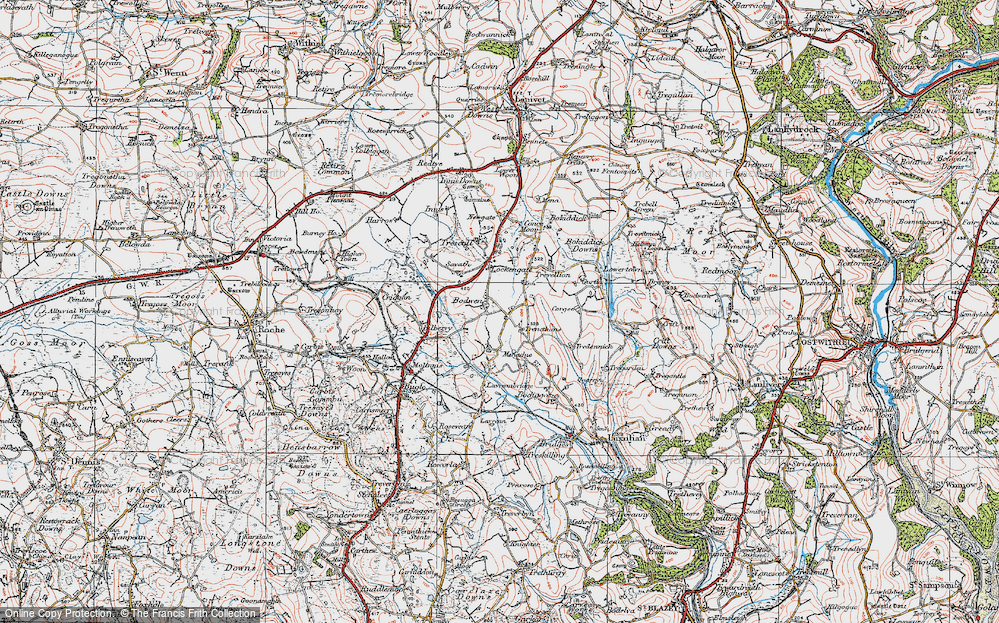 Old Map of Bodwen, 1919 in 1919