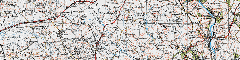 Old map of Bodwen in 1919