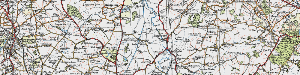 Old map of Bodymoor Heath in 1921