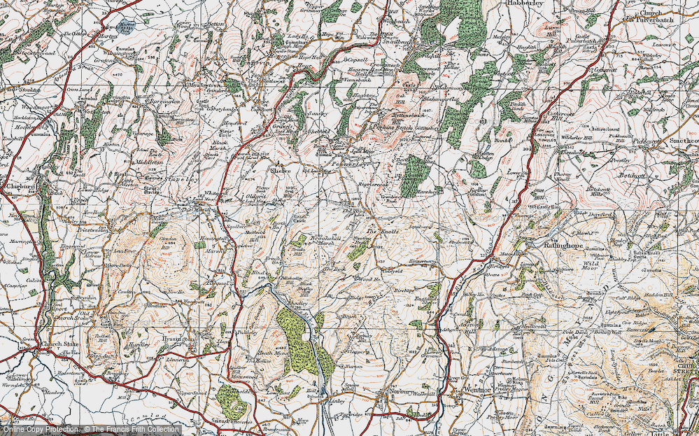 Old Map of Historic Map covering Brooks Hill in 1921