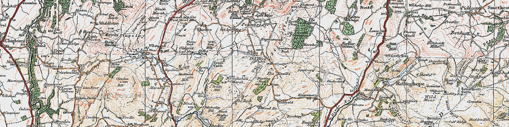 Old map of Black Rhadley Hill in 1921