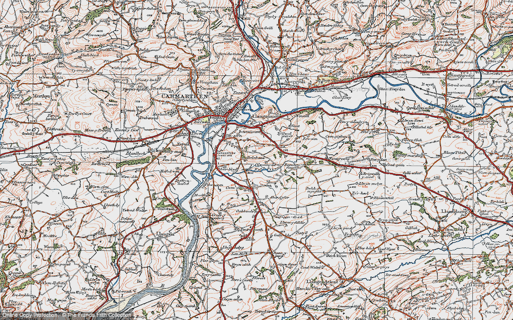 Old Map of Historic Map covering Beaulieu-fawr in 1923