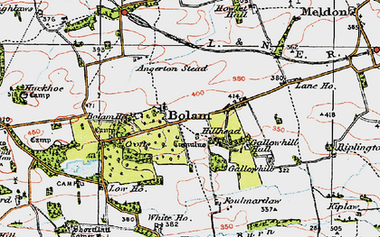 Old map of Bolam Lake in 1925
