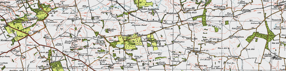 Old map of Bolam Low Ho in 1925