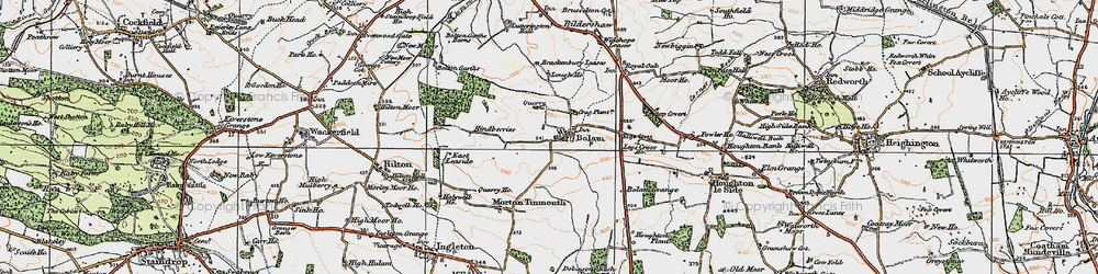 Old map of Bolam Grange in 1925