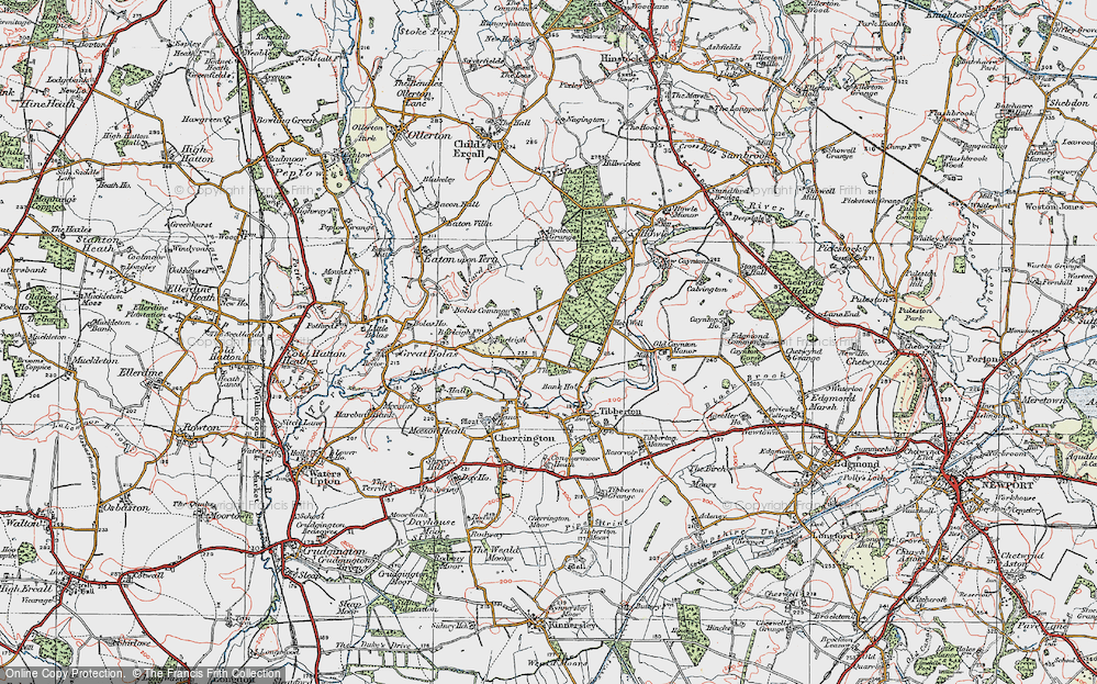 Old Map of Historic Map covering Allford Brook in 1921