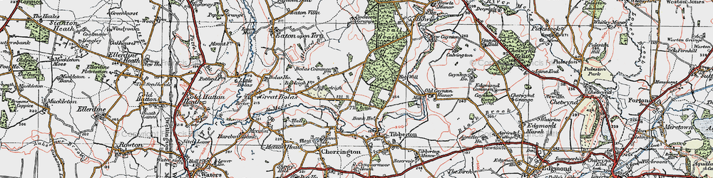 Old map of Bolas Heath in 1921