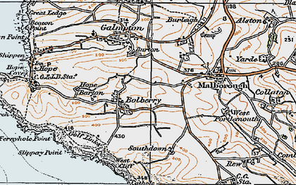 Old map of Bolberry Down in 1919