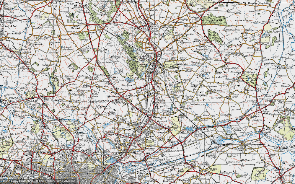 Old Map of Historic Map covering Wyndley Pool in 1921