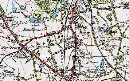 Old map of Boldmere in 1921
