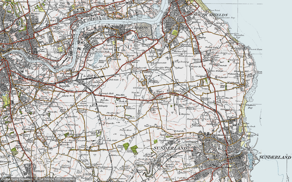 Old Map of Boldon Colliery, 1925 in 1925