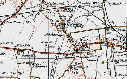 Old map of Boldon Colliery in 1925
