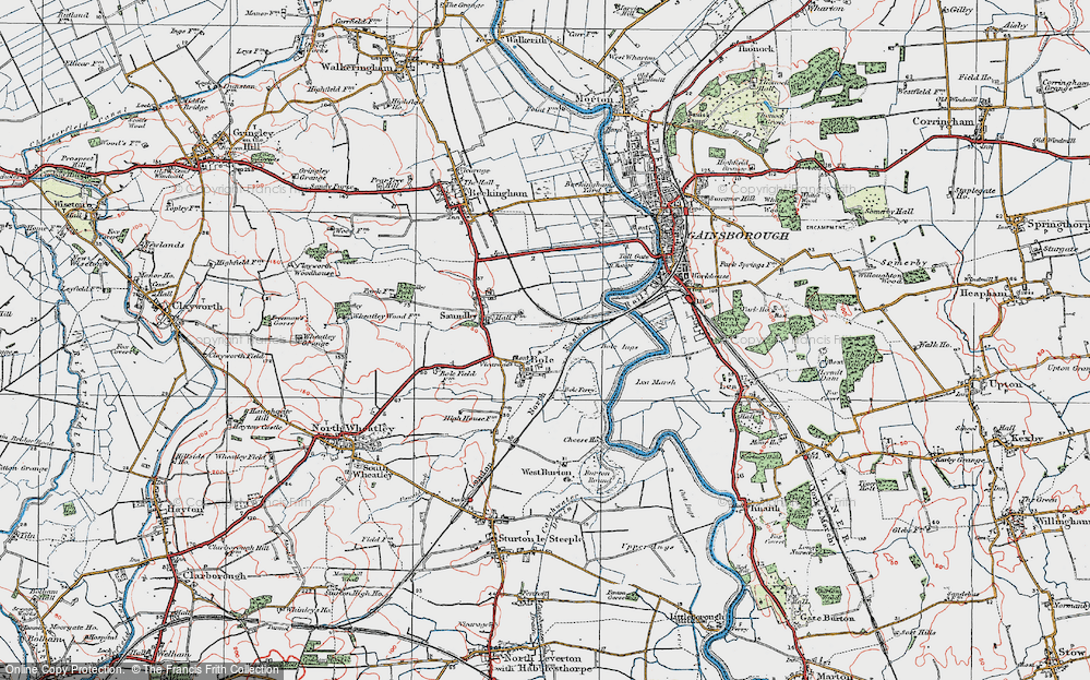 Old Map of Historic Map covering Bole Ings in 1923