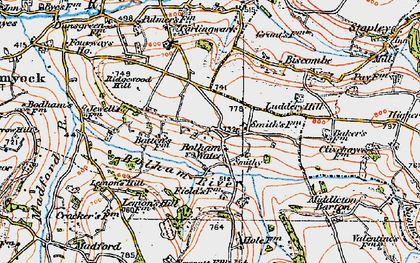 Old map of Bolham Water in 1919