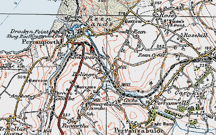 Old map of Bolingey in 1919