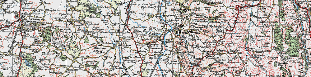 Old map of Bollington Cross in 1923