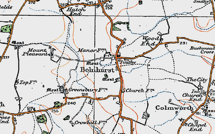 Old map of Bolnhurst in 1919