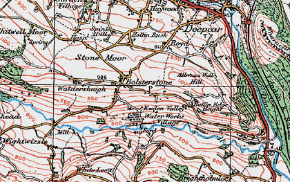 Old map of Bolsterstone in 1924