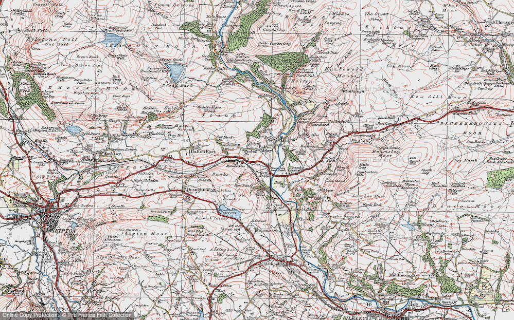 Old Map of Historic Map covering Bolton Abbey Station in 1925
