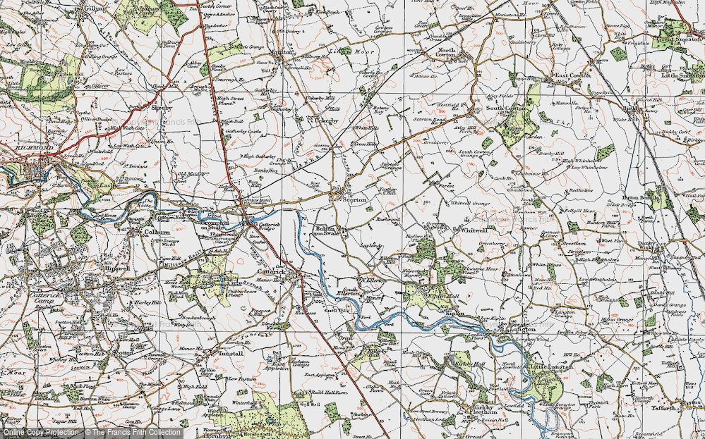 Old Map of Bolton-on-Swale, 1925 in 1925