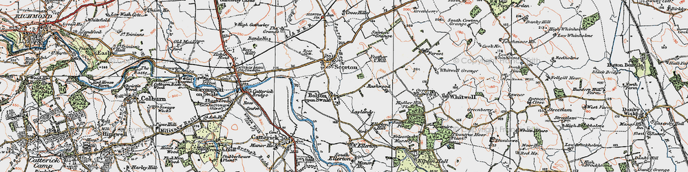 Old map of Bolton-on-Swale in 1925