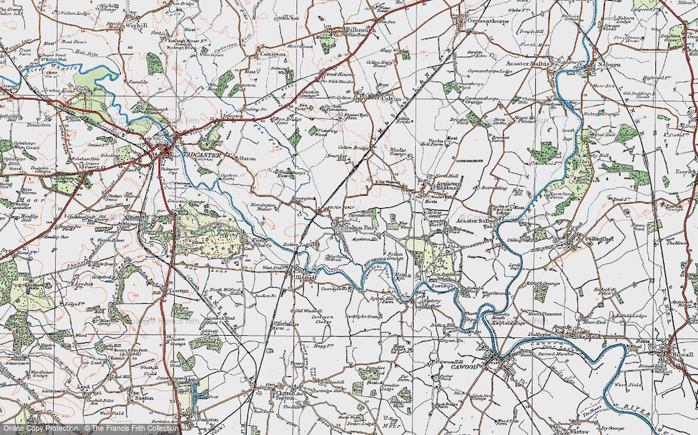 Old Map of Bolton Percy, 1924 in 1924