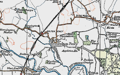 Old map of Bolton Percy in 1924