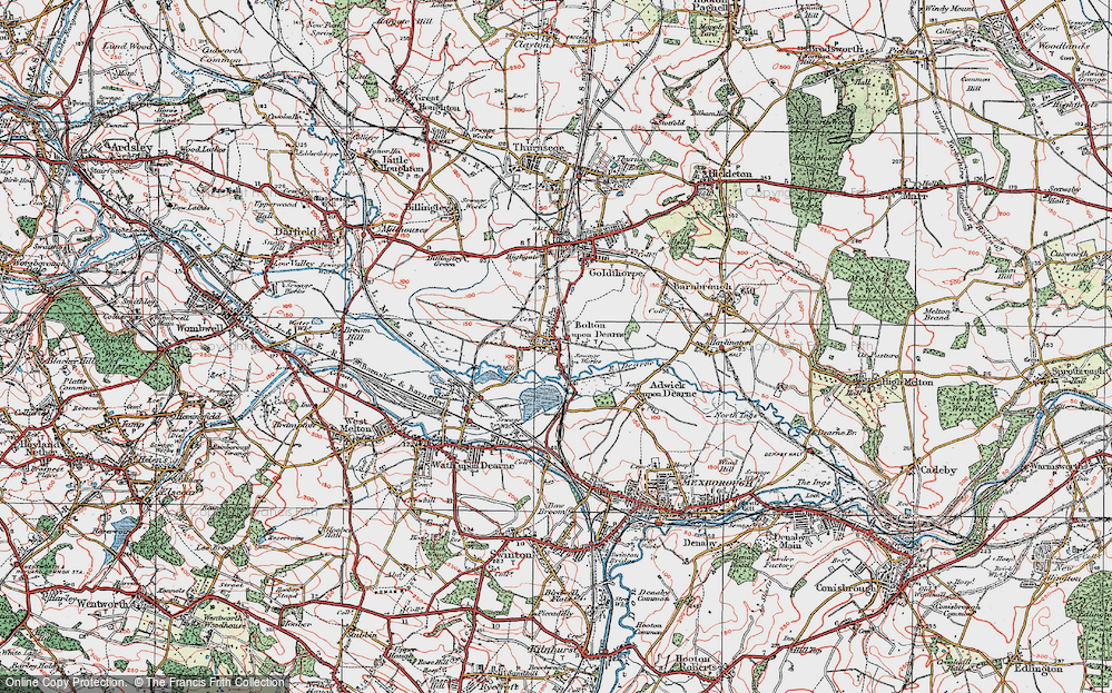 Old Map of Bolton Upon Dearne, 1924 in 1924