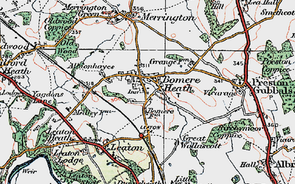 Old map of Bomere Heath in 1921