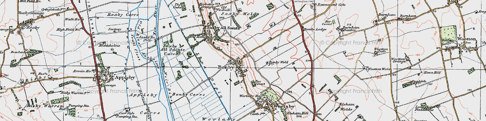 Old map of Worlaby Fox Covert in 1924