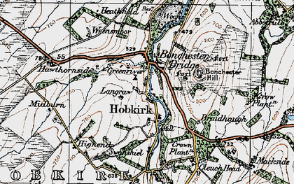 Old map of Bonchester Bridge in 1926