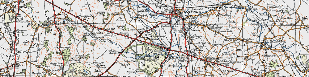 Old map of Bonehill in 1921