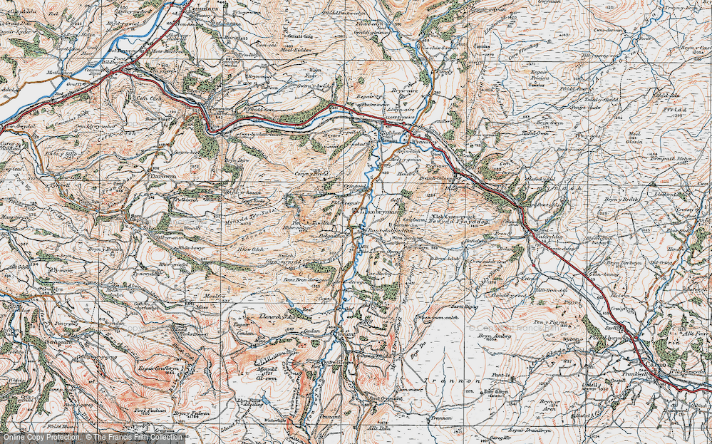 Old Map of Bont Dolgadfan, 1921 in 1921