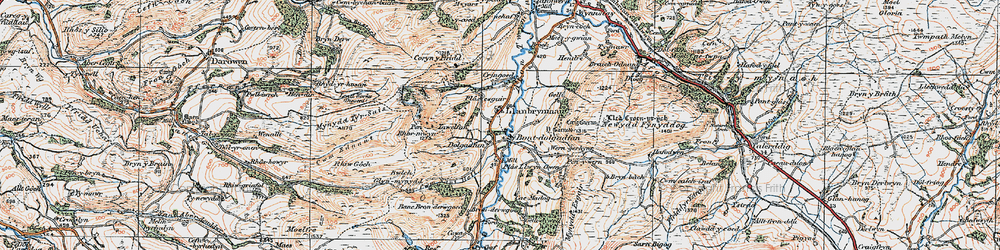 Old map of Bont Dolgadfan in 1921