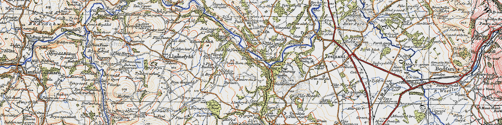 Old map of Bedd-y-cawr in 1922